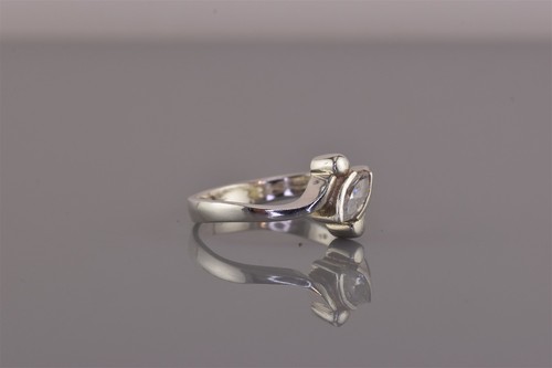 Sterling Silver Marquise Cubic Zirconia Beaded Tip Bypass Band Ring 925 Sz: 8 - Picture 2 of 8
