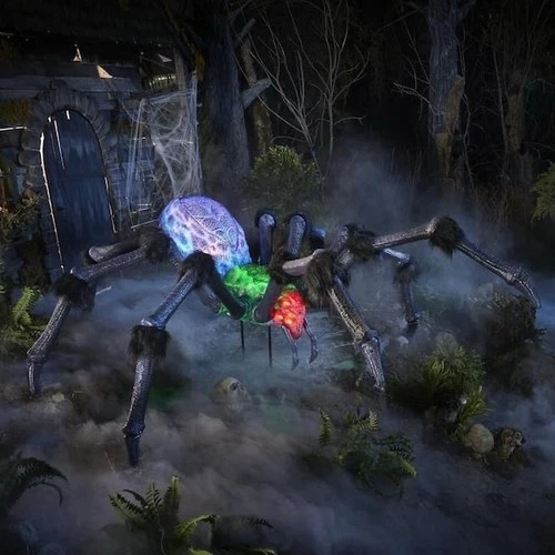 9.5 ft. Long Gruesome Grounds Giant-Sized LED Arachnophobia Spider Halloween Dec