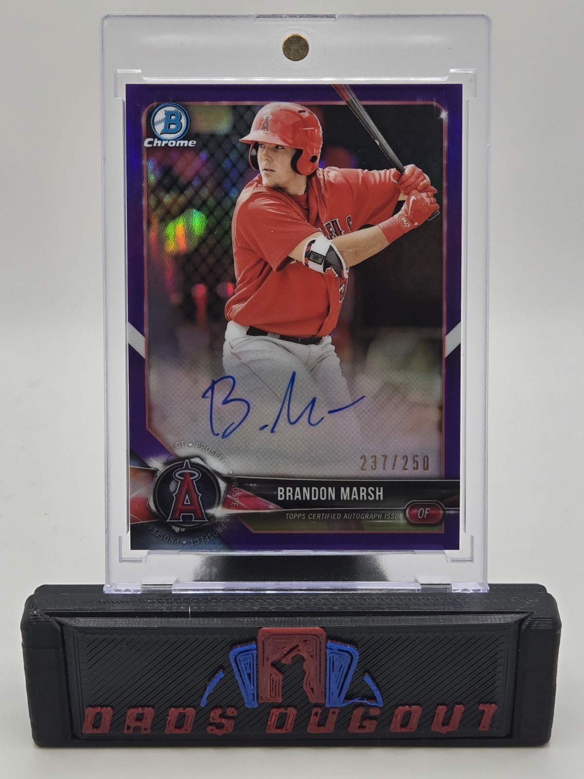 2018 BRANDON MARSH Purple Refractor Auto /250 Bowman Chrome RC Rookie Autograph
