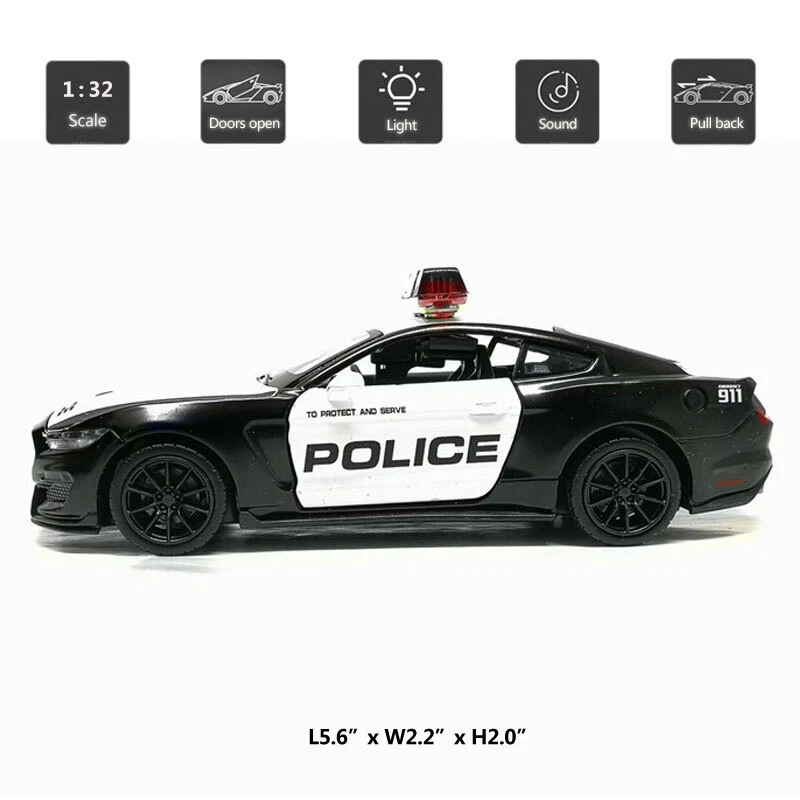 1/32 Scale Ford Mustang Shelby GT350 Model Car Police Car Metal Diecast Toy Cars - Image 2 of 4