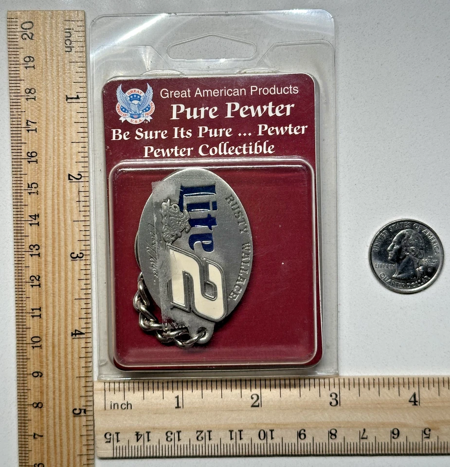 LLAVERO OXIDADO WALLACE NASCAR PELTRE PURO MILLER LITE 2, NUEVO EN CAJA E813 Foto 2 de 4