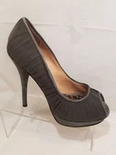 Betsey Johnson Women's Winona Open Toe Pump Grey Fabric US 6 M 