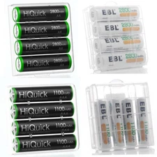 Lot EBL AA AAA Rechargeable Batteries 2800mAh 1100mAh NI-MH 1.2V + Case Box