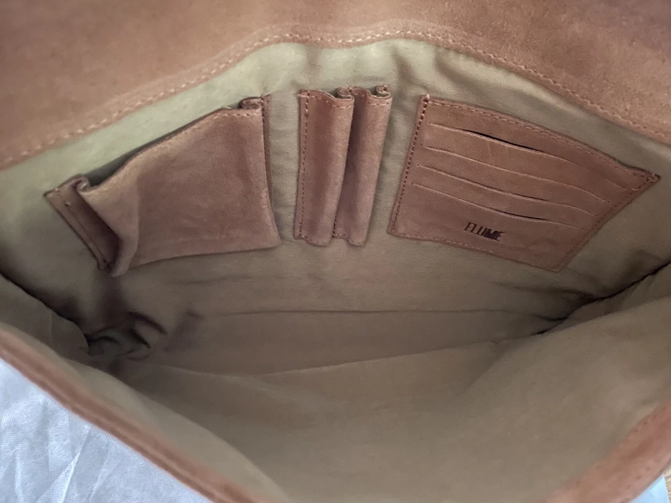 NEW Flume Brown Suede Laptop Bag Clutch Pouch - Image 3 of 4
