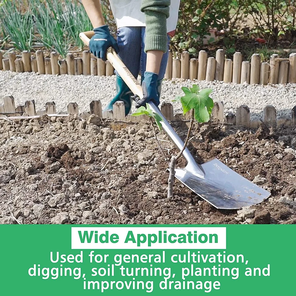 Berry&Bird 43'' Garden Digging Spade Stainless Steel Square Border Spade Tools - Image 4 of 4