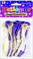 Simon Elvin Congratulations 9 Inch Latex 60 Balloons - 6 Packs **NEW**