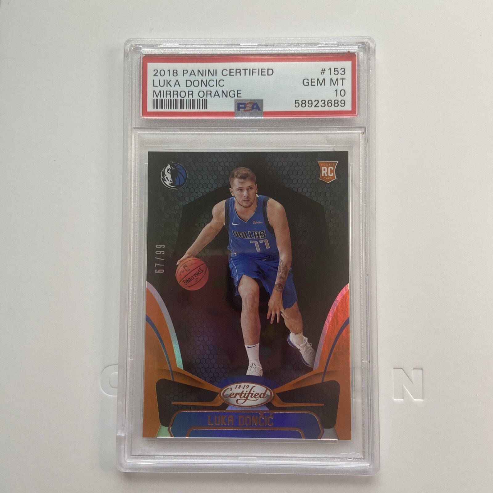 2018 Panini Certified Mirror Orange #152 Luka Doncic PSA 10 GEM MINT POP 7 67/99