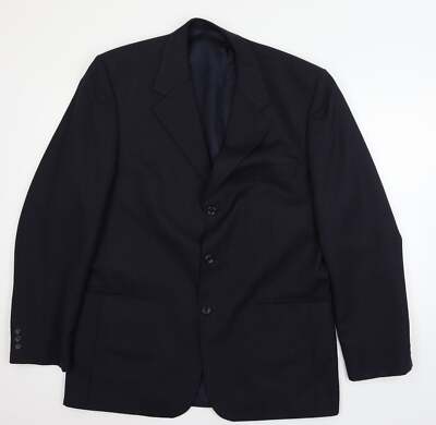 Burton Herren Anzugjacke blau gestreift Wollmischung Größe L