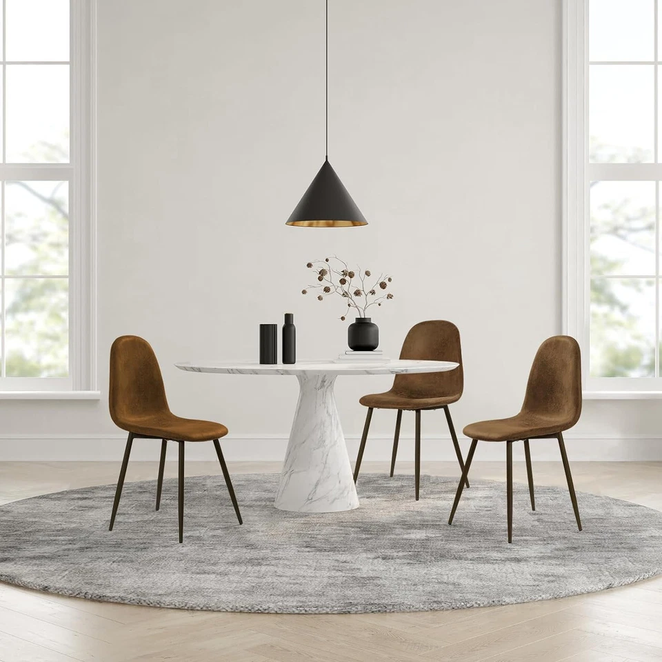 4 Dining Chairs High Back Metal Legs Modern Kitchen - Image 2 of 4