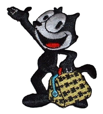 Felix the Cat with Magic Bag Embroidered 2 1/2'' Tall Iron on Patch