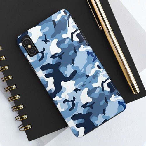 Blue Camouflage Phone Case for iPhone 16 15 14 13 12 11 X SE 8 iPhone Case Gifts - Picture 91 of 109