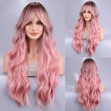Long Body Wave Wigs Heat Resistant Synthetic Wigs Middle Part Natural Wigs Women