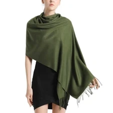 Pashmina Scarf and Shawl - Soft Women Pashminas Wrap for Wedding J#. Dark Green