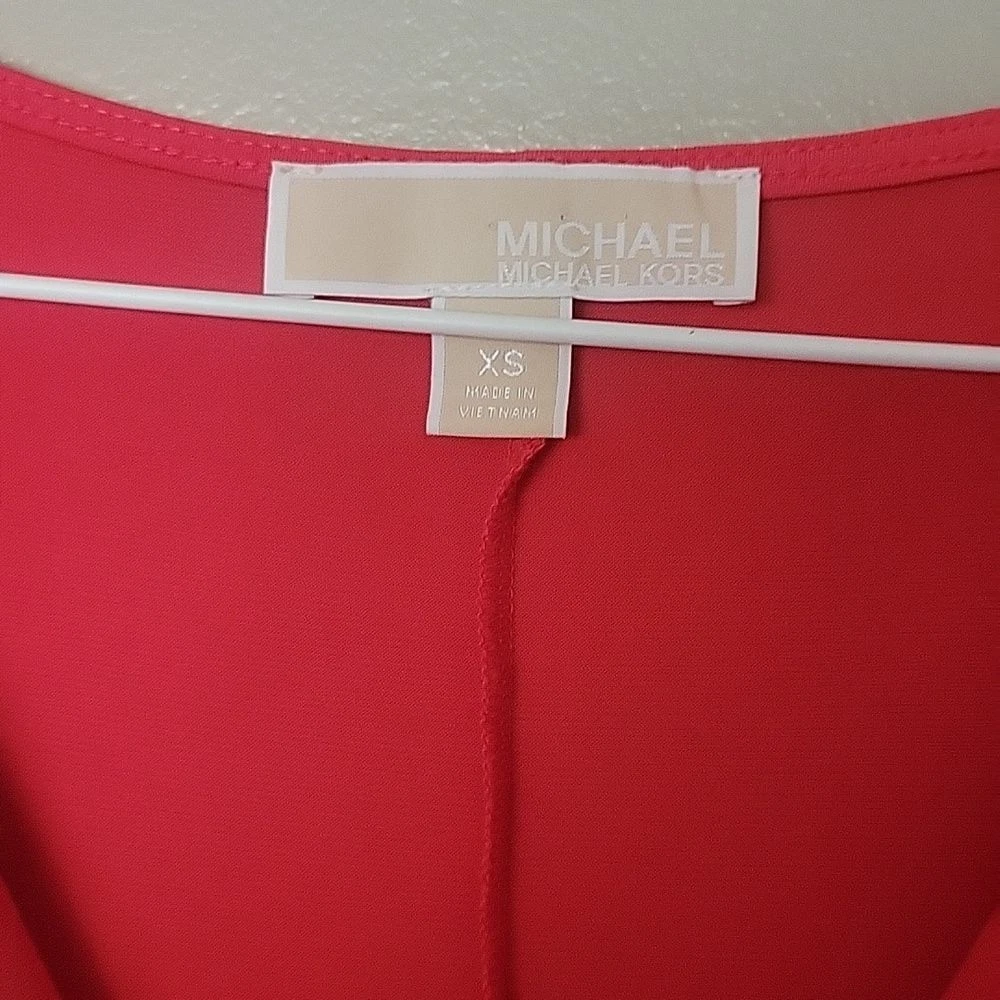 Abito smanicato arancione Michael Kors elasticizzato increspato dettaglio nodo donna taglia XS