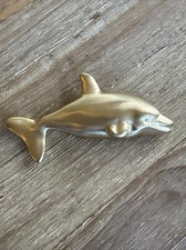 Vintage Accessocraft NYC Gold Tone Metal Porpoise Dolphin Belt Buckle 7" x 3.5"