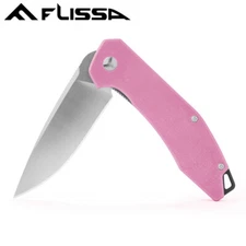 FLISSA Folding Pocket Tactical Knife Pocket Knife G10 Handle D2 Blade Liner Lock