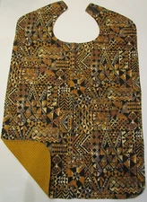 ⚜ Elegant BLACK & GOLD Adult Sized Bib * Special Needs Seniors * Reversible ⚜