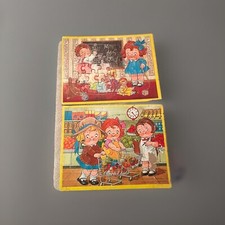 Two Vintage Campbell Kids Soup Color Paper Frame Tray Collectibles Imperfect