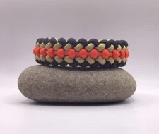 New Handmade 550 Black Gold & Orange Paracord Survival Bracelet Made In The USA!