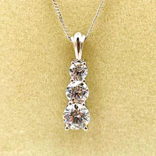 J Francis Swarovski Zirconia Pendant Platinum over 925 Sterling Silver Necklace