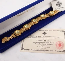 VTG Camrose & Kross JBK Lemon Crystal Matte Gold Tone Flower Leaf Motif Bracelet