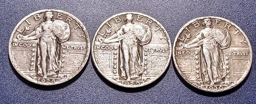 Nice Lot of (3) XF Standing Liberty Quarters