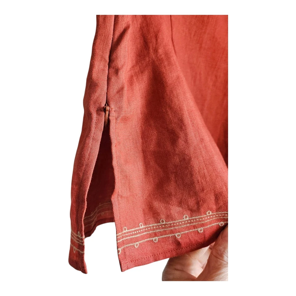 Blusa Josephine Chaus NUEVA CON ETIQUETAS Para Mujer 8 Top Lino Bordado Sin Mangas Ladrillo Verdadero Foto 4 de 4