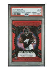 Bijan Robinson PSA 9 2023 Obsidian - Supernova #11 E/E Asia Red Flood RC Falcons
