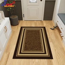 Border Area Rug for Living Room for Bedroom 3'3" X 5' Rug Non Slip Durable Brown