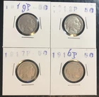 🇺🇸 1916 p 1917 p 1918 p 1919 p 🦬 5c Indian Buffalo Nickels PhiLLY teeNS 🪓
