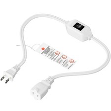 2 Prong Polarized Plug Extension Cord with On Off Switch for Lamps, 2Ft