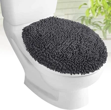 Plush Shaggy Standard Toilet Seat Lid Cover (Plum) | Fuzzy Chenille Microfiber,