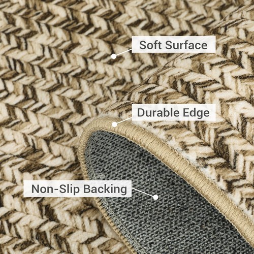 Washable Area Rugs 9x12 Rug Modern Solid Braided Large Rug Non-Slip Neutral R... - Picture 3 of 8