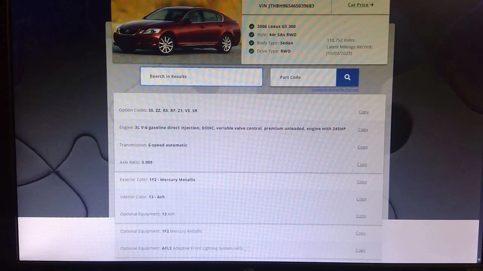 GS300     2006 Transmission Shifter 879199 Foto 3 de 4