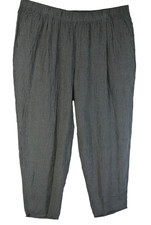 NEW Eileen Fisher Puckered Organic Linen Tapered Pants Black SZ 2X P3634