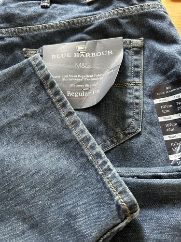 Jeans Mens M&S Blue Harbour Regular 42" W x 29" L with Stretch - Picture 2 of 3