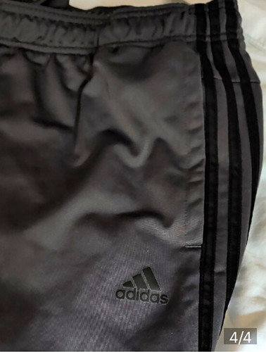 adidas Men's Black Track Pants L 34x32 3-Stripes Logo Drawstring Elastic