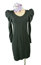 Black Cocktail Dress M Puff Sleeve Sheath Formal work Jus d'Orange NWT 123