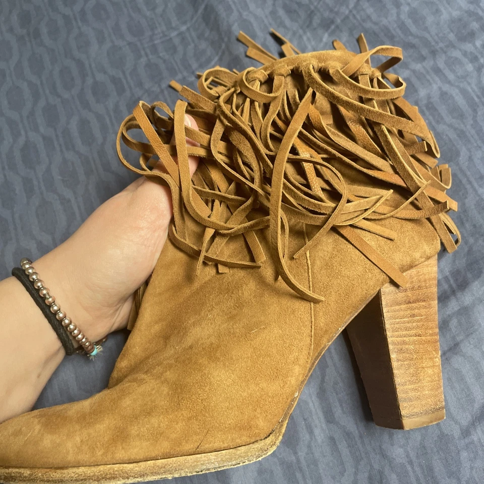 Polo Ralph Lauren Women's Brown Fringe And Suede Boots Size 38.5 - Image 3 of 3