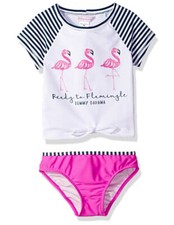 Tommy Bahama Girls 2pc Swim Set White Flamingo