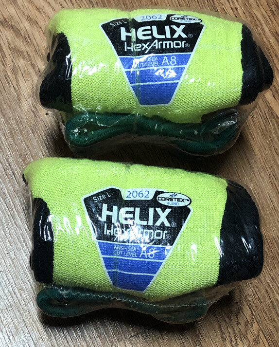 2 Pair Helix HexArmor 2062 Work Gloves Cut Resitant Level A8 Size Large