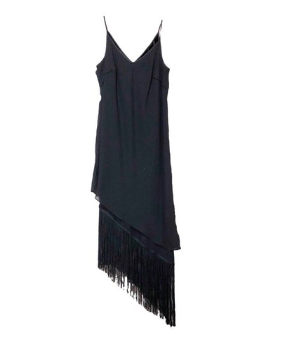 Vintage Robbie Bee Black Floral Burnout Velvet Tassel Maxi Dress Size 8P New - Picture 4 of 8