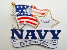Personalized Military Navy / Veteran Christmas Ornament