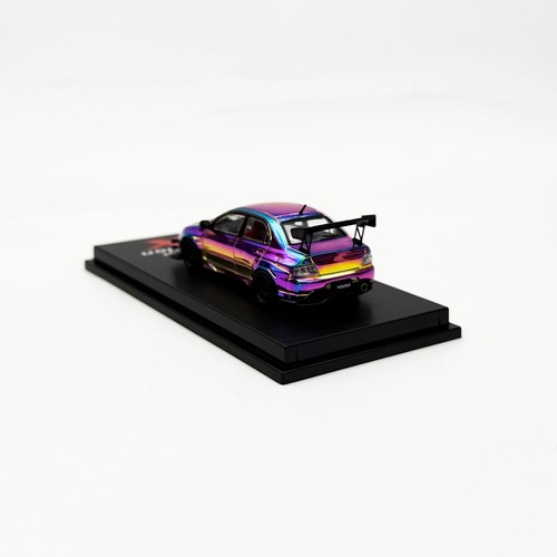 CM Model 1:64 Mitsubishi EVO IX Widebody Chrome Purple with Extra wheels - Picture 4 of 6