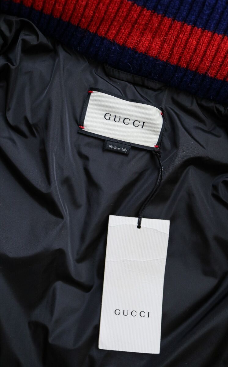 GUCCI Black GG Monogram Down Puffer Bomber Jacket with Hood GUCCI Black GG Monogram Down Puffer Bomber Jacket with Hood