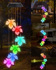 Solar Wind Chimes For Outside Color Changing Maple Leaf Wind Chimes Birthday Gif