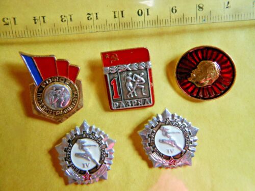5 PINS MEIDALLEN  - MEDALS SOVIET CCCP URSS LENIN  - SPILLE MEDAGLIE RUSSIA - Picture 1 of 4