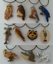 1 Kette Vogel Tier Tiere Holzanhänger Ketten Modeschmuck Holzkette Lederband