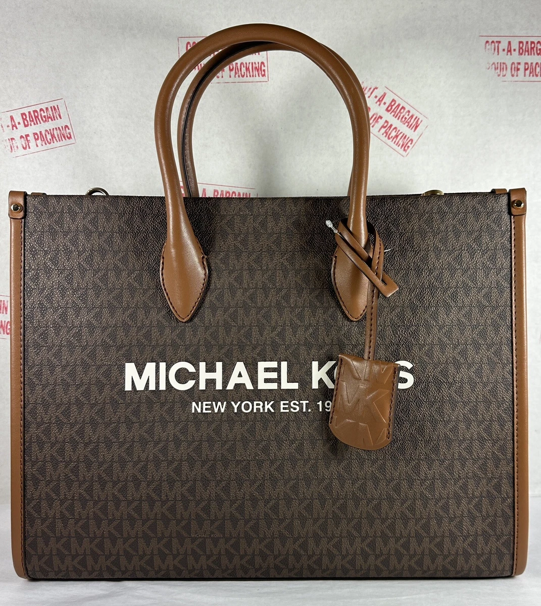 Michael Kors Mirella Medium EW Brown MK Logo Satchel Shoulder Tote Bag