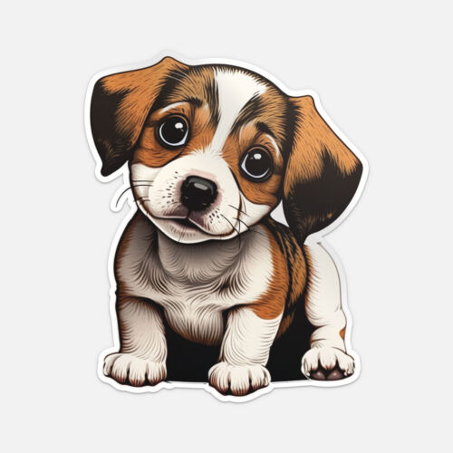 Cute Dog Puppy Art Sticker Vinyl Car Bumper Decal - Picture 1 of 4